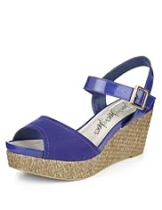 Peep Toe Wide Fit Ankle Strap Wedge Sandals