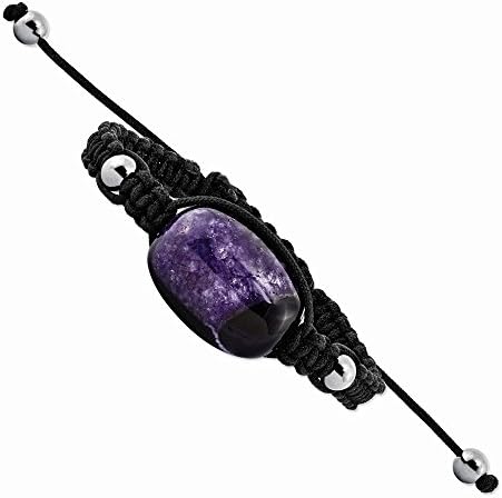 Perfect Jewelry Gift 17x24mm Amethyst Crystal Agate w/5mm Hematite Cord Bracelet