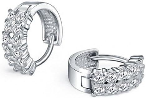 Platinum White Gold Plated 925 Sterling Silver Clip On Earrings CZ Crystal Special Elegent