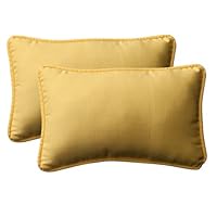 Pillow Perfect Decorative Yellow Solid Toss Pillows, Rectangle, 2-Pack