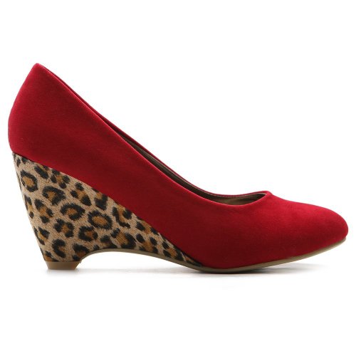 Ollio Women's Platforms Faux Suede Pumps Wedge Mid Heel Closed-Toe Shoes