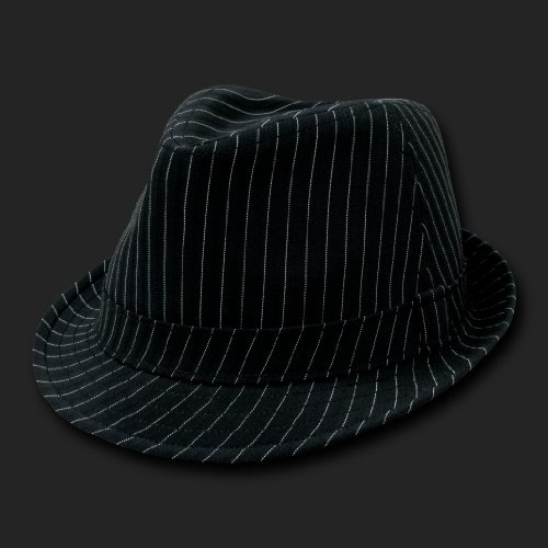 Black Pinstripe Woven Fedora Hat Hats Size Lg/XL