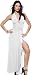 White Maxi Halter Evening Empire Fitted Evening Party Long Gown Sexy Dress