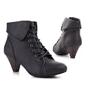 Damen Schuhe, STIEFELETTEN, SCHNÜR BOOTS WARM GEFÜTTERT, KA-103, Synthetik in hochwertiger Leder Optik