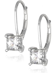 Sterling Silver Swarovski Zirconia 1 cttw Princess Earrings