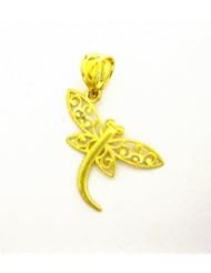 14k Solid Yellow Gold DragonFly Dragon Fly Charm Pendant