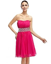 A-line Strapless Chiffon Cocktail Knee Length Cutout Lace Beaded Natural   Waistline  Dress