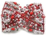 Hair Bling Red w/ Pearls Hugger Beaded Double Comb 30001
