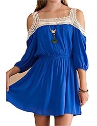 Lace Above the Knee Summer Rayon Peasant Dress/Mini Dress 