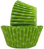 Regency Wraps Greaseproof Baking Cups, Lime Green and White Polka Dots, 40-Count, Standard.