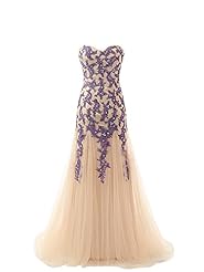 Strapless Fit-and-Flare Mermaid  Beaded Applique Lace Sweetheart Tulle Prom Dress  with a Brush/Sweep Train  With Rhinestones