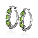 Sterling Silver Peridot Hoop Earrings