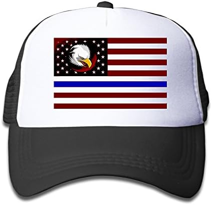 Police Live Matter Thin Blue Line Bald Eagle Flag Boy's Mesh Snapback Hat Cap