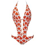 Plunge Monokini Orange Pear Print