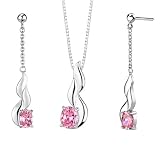 Exclusive and Elegant Oval Shape Pink Cubic Zirconia Pendant Earrings Set in Sterling Silver