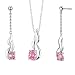 Jewelry : Exclusive and Elegant Oval Shape Pink Cubic Zirconia Pendant Earrings Set in Sterling Silver