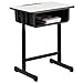 Flash Furniture Student Desk with Grey Top and Adjustable Height Black Pedestal Frame,Black, Natural