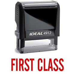FIRST CLASS Red Office Stock Self-Inking Rubber Stamp