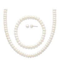 Sterling Silver White 6 7mm FW Cult. Pearl Set