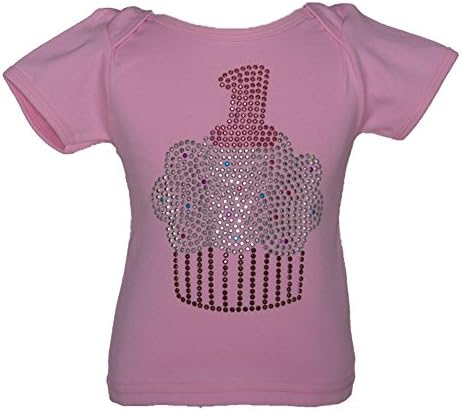 1286 Kids Little Girls Pink Cupcake No. 1 Birthday Cotton T-shirt 6-12M