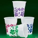 50 Plastic HIBISCUS Drink Cups LUAU PARTY Decor/TROPICAL 16 Oz Beverage