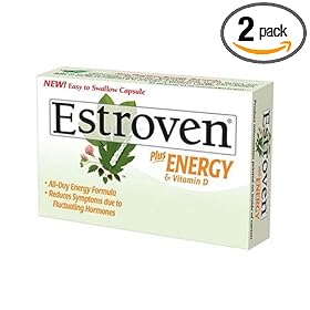 Estroven Plus Energy & Vitamin D Caplets, 40-Count Boxes (Pack of 2)