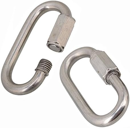 Link Lock Ring Hook,Ideaker Multifunctional 304 Stainless Steel Carabiner Quick Oval Screwlock M9 Pack of 2