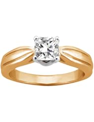 0.80 Ct Princess H/I SI1/SI2 Diamond 14K Yellow Gold Ring