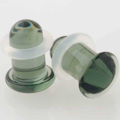 Pair of Glass Single Flared Solid Plugs: 2g Smoke