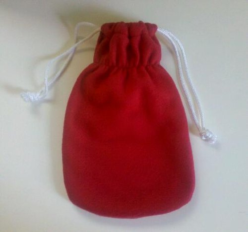 Drawstring Red Fleece Hot Water Bottle Cover - COVER ONLY