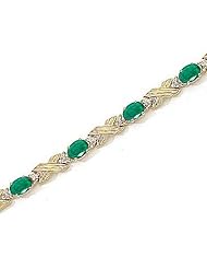 14kt Yellow Gold Oval Emerald and Diamond Bracelet