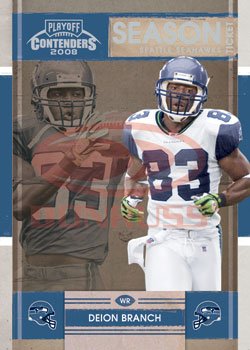 2008 Playoff Contenders Season Tickets Football Card # 87 Deion Branch - Seattle Seahawks - NFL Trading Card in Protective Display Case!
