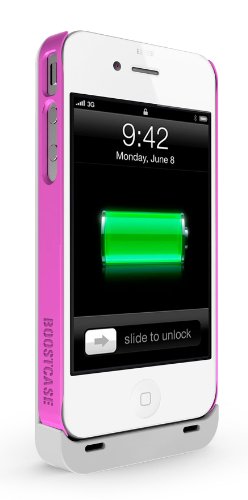 Boostcase Hybrid Battery Case for iPhone 4/4S - White/Pink
