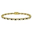 18k Gold Plated Sterling Silver Sapphire "S" Bar Tennis Bracelet with Diamond-Accent, 7.25"