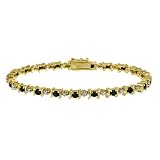 18k Gold Overlay Sterling Silver Genuine Sapphire S Bar Tennis Bracelet w  Diamond-Accent, 7.25