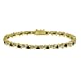 18k Gold Plated Sterling Silver Sapphire "S" Bar Tennis Bracelet with Diamond-Accent, 7.25"