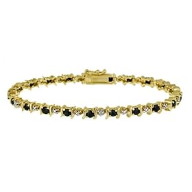 18k Gold Overlay Sterling Silver Genuine Sapphire S Bar Tennis Bracelet w ... by Amazon.com Collection