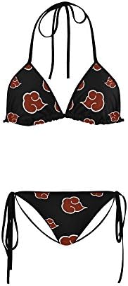 Fashoin&amp;Stylish Amine Akatsuki Logo Pattern 2 Pieces Nylon Women's Girl's Bikini Swimsuit TBI