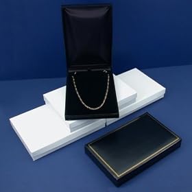 3 Black Leather Necklace Boxes Gift Showcase Displays