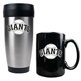 San Francisco Giants MLB Stainless Steel Travel Tumbler & Black Ceramic Mug Set - Primary Logo