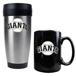 San Francisco Giants MLB Stainless Steel Travel Tumbler & Black Ceramic Mug Set - Primary Logo by Great American Products