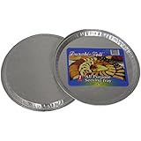 Durable Packaging D12FT Disposable Aluminum Round Flat Serving Tray with Label, 12" (Pack of 12)