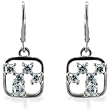 Sterling Silver 1.38 CTW Square Cobblestone CZ Earrings