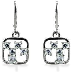 Sterling Silver 1.38 CTW Square Cobblestone CZ Earrings