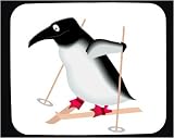 Mouse Pad with cartoons, penguin, skier, cartoon, bird, animal, skiing