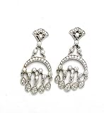 Diamond Earrings 0.84k G.V.V.S Brilliant Diamonds on 18k White Gold Chandelier with Post Made in Italy