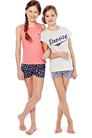 2 Pack Pure Cotton Snooze Shortie Pyjamas
