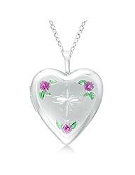 Heart Shaped Cross Design Flower Engraving Pendant Locket Silver