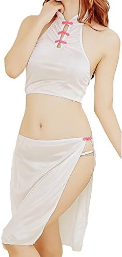 Welity Women's Lace Halter Chinese Cheongsam Club Wear Babydoll Robe Role Lingerie