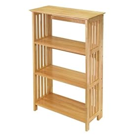 Mission Style Solid Wood Folding Book Shelf  Bookcase